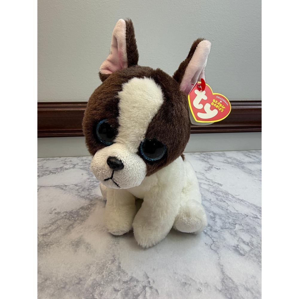 Ty Beanie Babies Portia Boston Terrier Dog Plush Brown White Blue Eyes 2021 NWT